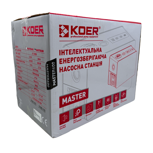Насосная станция Koer MASTER MSR 400 интеллектуальная энергосберегающая Н=42М,Q=4кбМ,P=400 Вт, 1"x1" KP3305 фото
