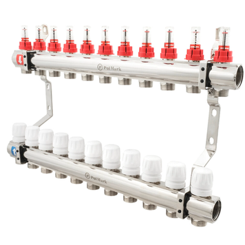 Колектор PLM 1"x3/4" 11 виходи з термоклапанами та витратомірами PBMF111 89862 фото
