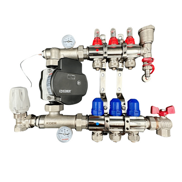 Коллектор для теплого пола на 3 контура с частотным насосом в сборе (латунь) Чехия KR03/ENERGO фото