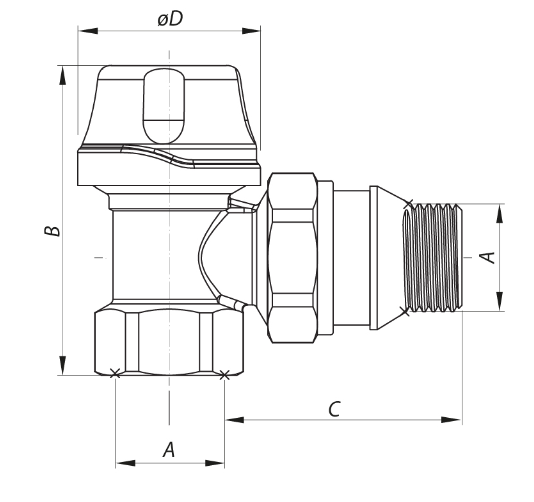 Кран термостатичний кутовий 1/2" KP Czech KR.921-GI (KR2682) KR2682 фото