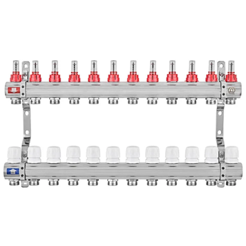 Коллекторный блок с расходомерами EUROPRODUCT EP.B3110-12-1&rdquo;x12 (корп. латунь) EP6200 фото