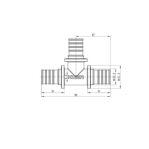 Тройник равнопроходный Koer KA.T25 -25(3.5mm) x25(3.5mm) x 25(3.5mm) KR4886 фото