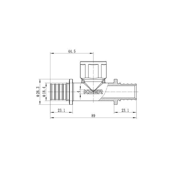 Переходной тройник с ВР Koer A.T20-06F-20 - 20(2.8mm) x 1/2"F x 20(2.8mm) KR4895 фото