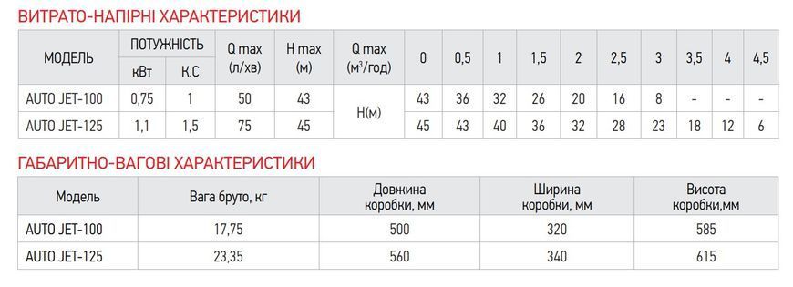 KP Czech AUTO JET-125 Насосная станция Н=45М, Q=4.5кбМ, P=1100 Вт, 1"x1"(с пятерником) Чехия KP2667 фото
