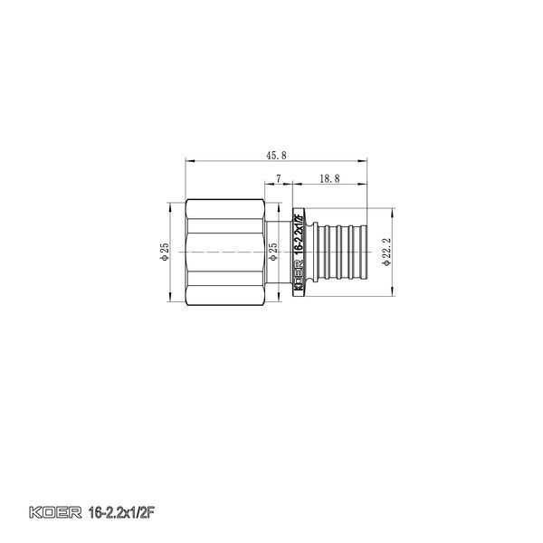 Переходник с ВР Koer KA.A06F-20 &mdash; 20 (2,8 мм) &times; 1/2"F KR4863 фото
