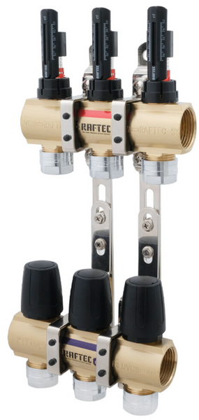 Коллекторный блок с расходомерами Raftec GOLD 1"х3 LCR-1.2(Латунь) 56996 фото