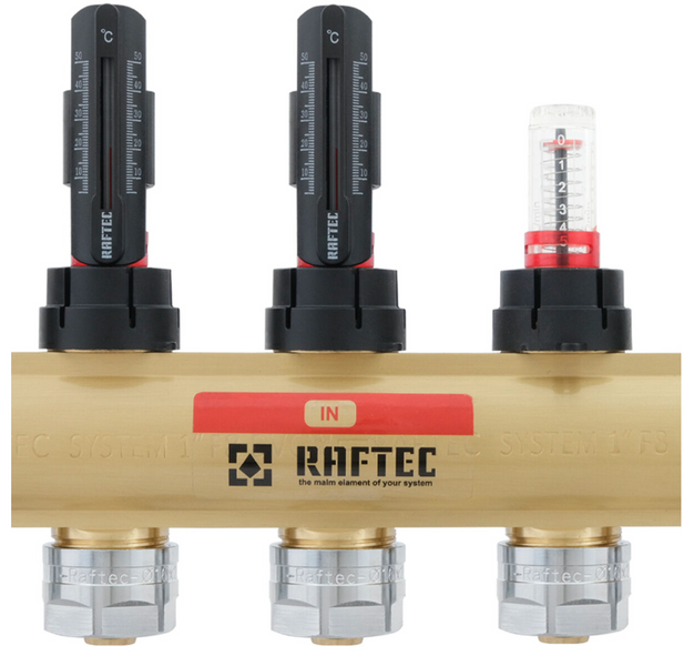 Коллекторный блок с расходомерами Raftec GOLD 1"х3 LCR-1.2(Латунь) 56996 фото
