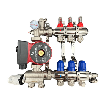 Коллектор для теплого пола 3 контура в сборе с насосом KP Czech (Нижнее подключение) Чехия KR03/1022 фото