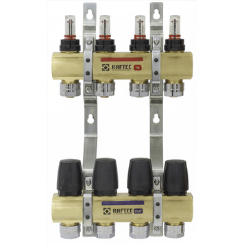Коллекторный блок с расходомерами Raftec GOLD 1"х4 LCR-1.2(Латунь) 56997 фото