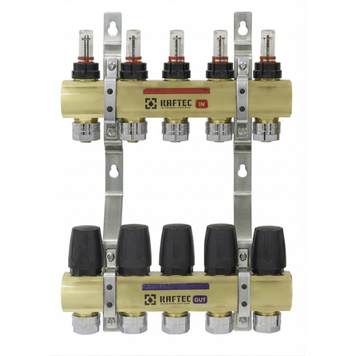 Коллекторный блок с расходомерами Raftec GOLD 1"х5 LCR-1.2(Латунь) 56998 фото