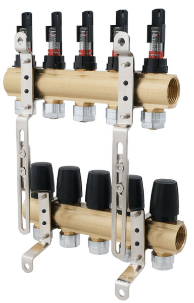 Коллекторный блок с расходомерами Raftec GOLD 1"х5 LCR-1.2(Латунь) 56998 фото