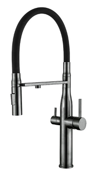 Кухонный смеситель на две воды MХ VTM-021 graphite Refl.Black (нерж. сталь) Германия 5 лет гарантия MI6088 фото