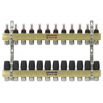 Коллекторный блок с расходомерами Raftec GOLD 1"х12 LCR-1.2(Латунь) 57005 фото