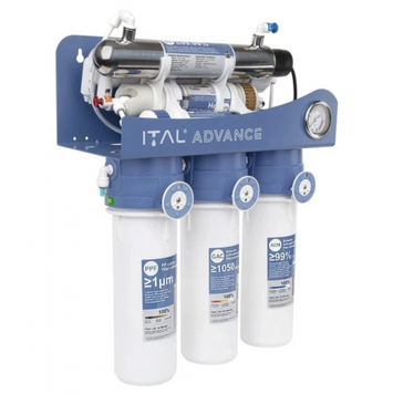 Фільтр зворотного осмосу ITAL Advance 7-75M UV, 7 ступенів, без помпи, мембрана DUPONT 75 галонів, з мінералізатором та UV лампою ADV-RO7-75M UV фото