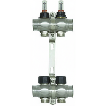 Коллекторный блок с расходомерами Raftec STEEL 1"х2 RC03-02 (нержавеющая сталь) 55861 фото
