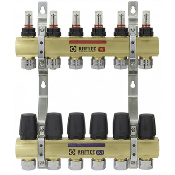Коллекторный блок с расходомерами Raftec GOLD 1"х6 LCR-1.2(Латунь) 56999 фото