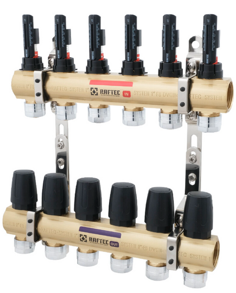 Коллекторный блок с расходомерами Raftec GOLD 1"х6 LCR-1.2(Латунь) 56999 фото