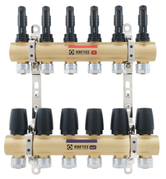 Коллекторный блок с расходомерами Raftec GOLD 1"х6 LCR-1.2(Латунь) 56999 фото