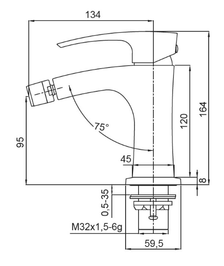 Змішувач для біде KR KB-20007-01 (Колір хром)  (KR3458) фото