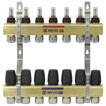 Коллекторный блок с расходомерами Raftec GOLD 1"х7 LCR-1.2(Латунь) 57000 фото