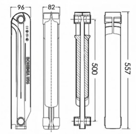 Радіатор секційний Алюмінієвий BOHEMIA 500 B96 Чехія BogemAL500 фото