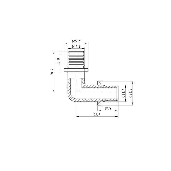 Кутник рівнопрохідний 90 Koer KA.L16 - 16(2.2mm) x 16(2.2mm) KR4871 фото