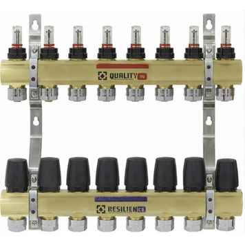 Коллекторный блок с расходомерами Raftec GOLD 1"х8 LCR-1.2(Латунь) 57001 фото
