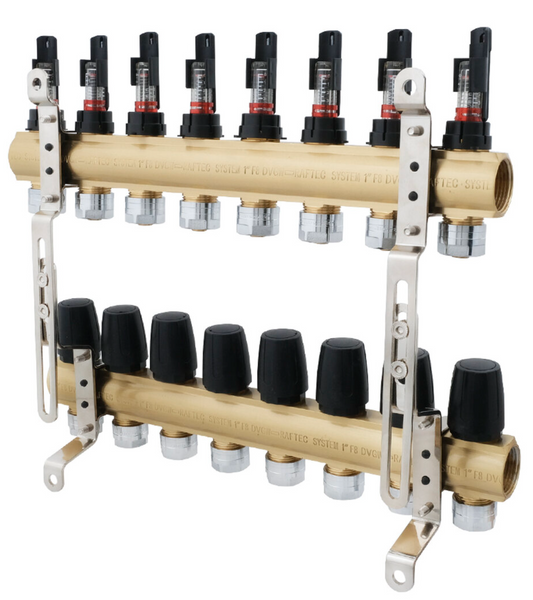 Коллекторный блок с расходомерами Raftec GOLD 1"х8 LCR-1.2(Латунь) 57001 фото