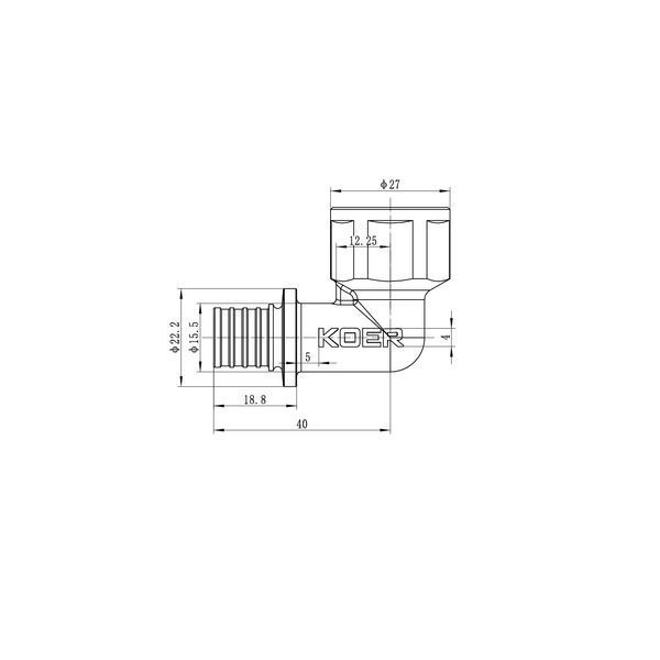 Кутник перехідний з ВР Koer KA.L06F-16 - 16(2.2mm) x 1/2"F KR4876 фото