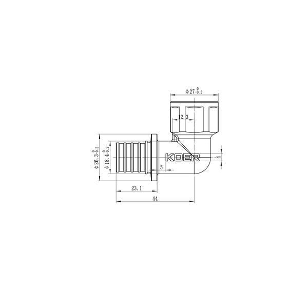 Кутник перехідний з ВР Koer KA.L06F-20 - 20(2.8mm) x 1/2"F KR4878 фото