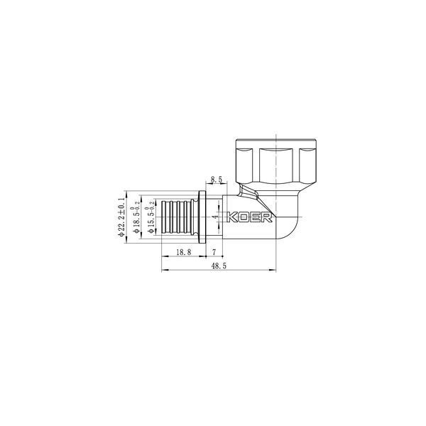 Переходной уголок с ВР Koer KA.L08F-16 - 16(2.2mm) x 3/4"F KR4877 фото
