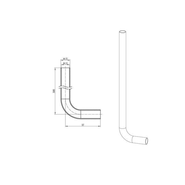 Г-образная трубка для подключения радиатора Koer KA.D16-500 - 16(2.2mm) x 15-500mm KR4904 фото