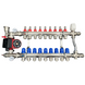 Коллектор для теплого пола 9 контура в сборе с трехходовым клапаном и насосом Чехия (латунь) KR09/3HOD фото 1