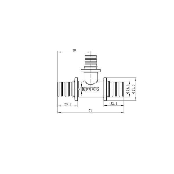 Переходной тройник Koer KA.T20-16-20 - 20(2.8mm) x 16(2.2mm) x 20(2.8mm) KR4888 фото