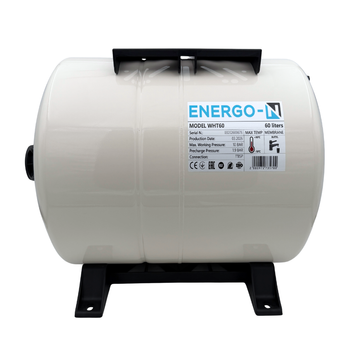 Гідроакумулятор ENERGO-N WHT60 (60 л, горизонтальний, незмінна мембрана) 1C00600202 фото
