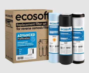 Покращений комплект картриджів Ecosoft 1-2-3 для фільтрів зворотного осмосу CHV3ECO фото